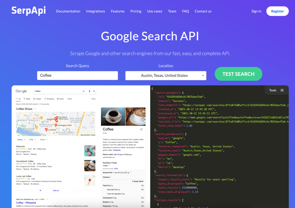 serp api home page